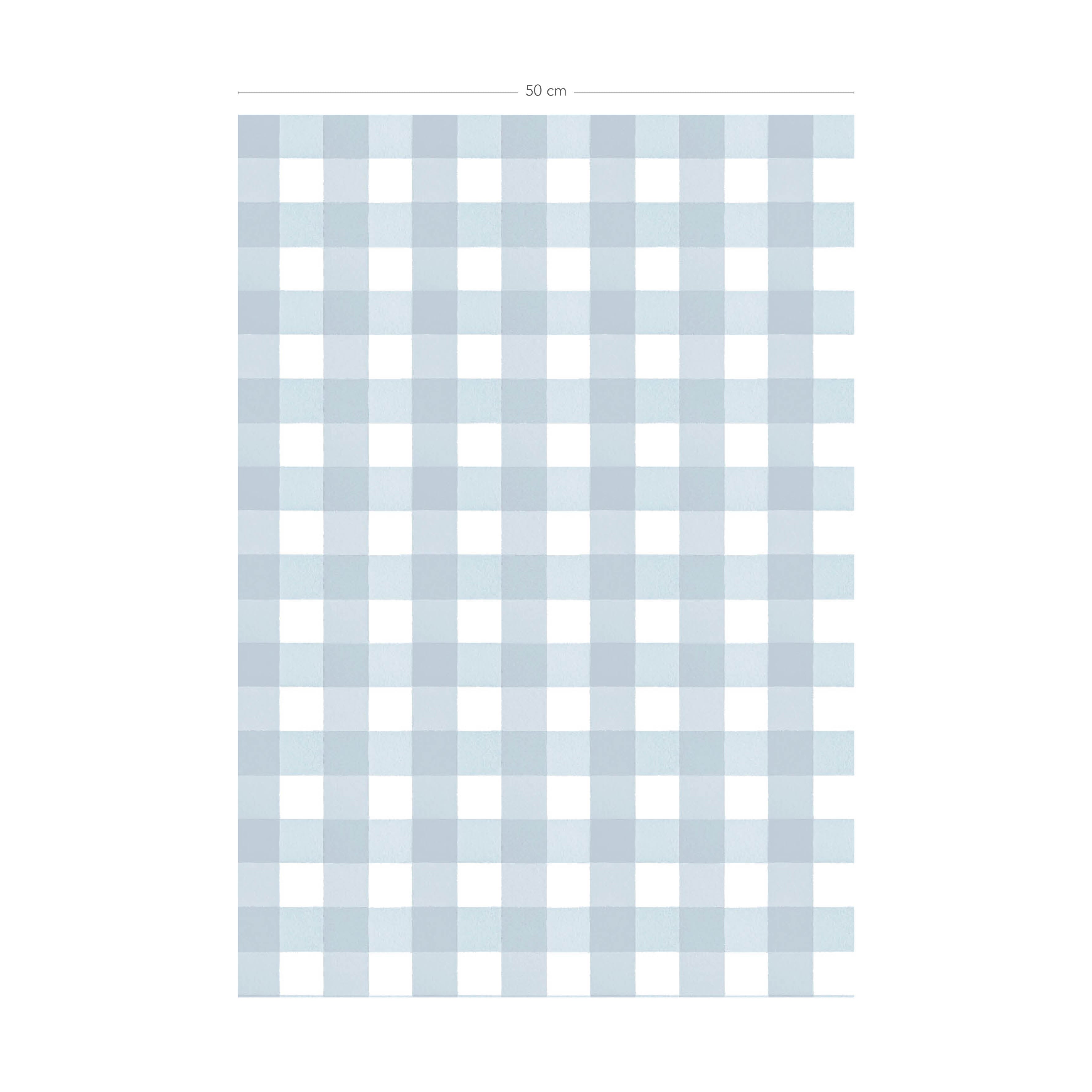 Schéma technique du papier peint Grand Vichy coloris Ciel - dimensions L50 x H1000 cm