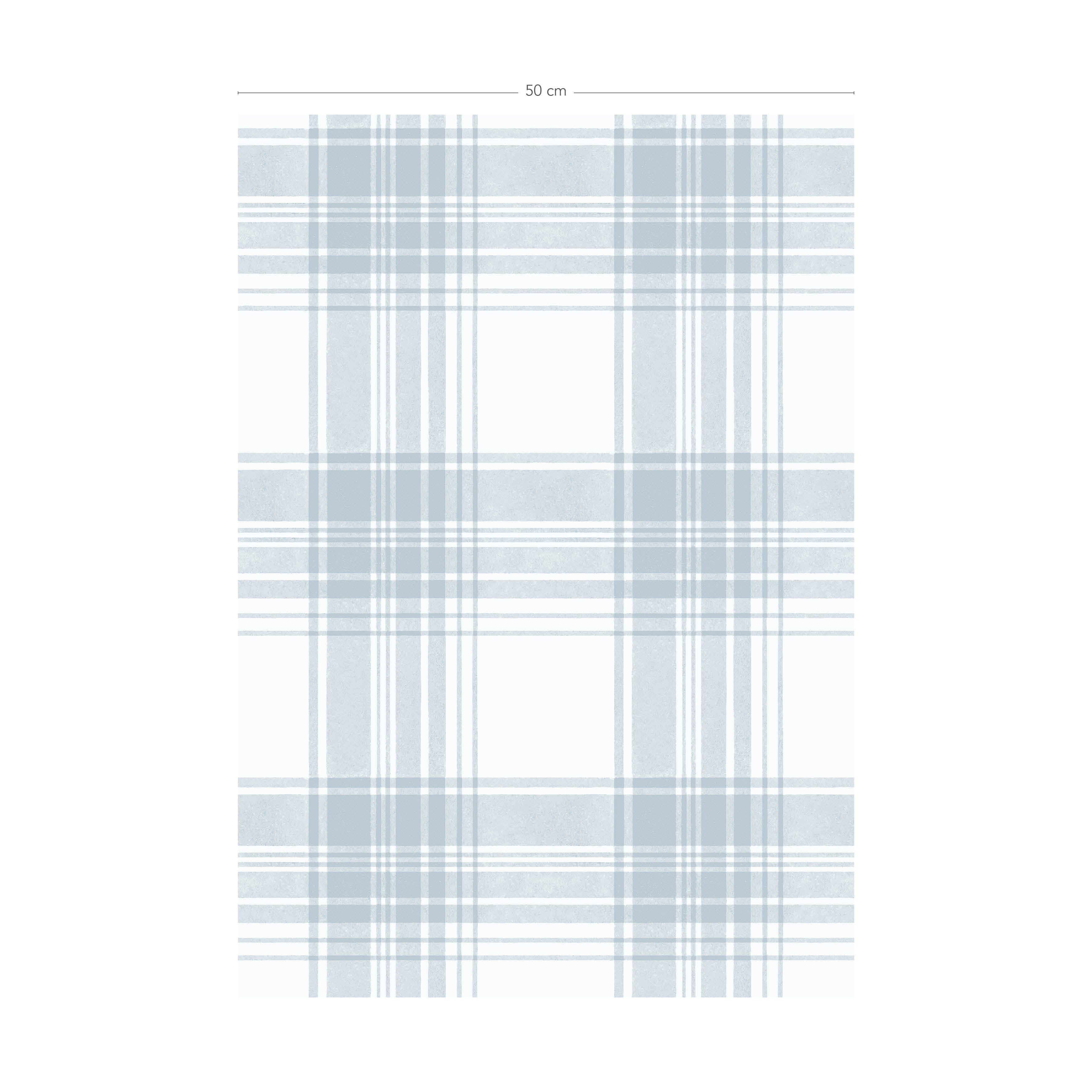 Schéma technique du papier peint Tartan coloris Ciel - dimensions L50 x H1000 cm