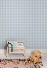 Papier peint Petit Vichy coloris Ciel dans une chambre d'enfant