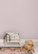 Papier peint Petit Vichy coloris Rose Bonbon dans une chambre d'enfant