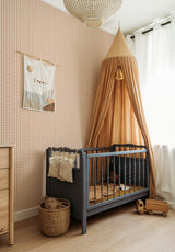 Papier peint Petit Vichy coloris Terracotta Doux dans une chambre d'enfant