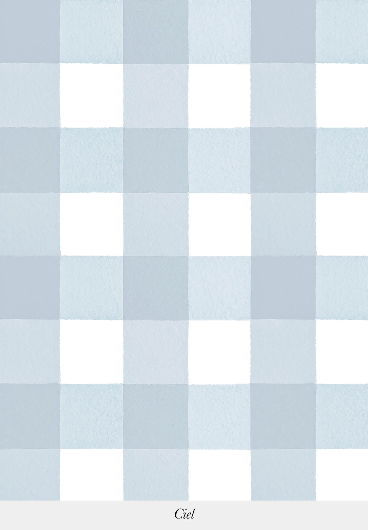 Gros plan sur le motif du papier peint Grand Vichy coloris Ciel
