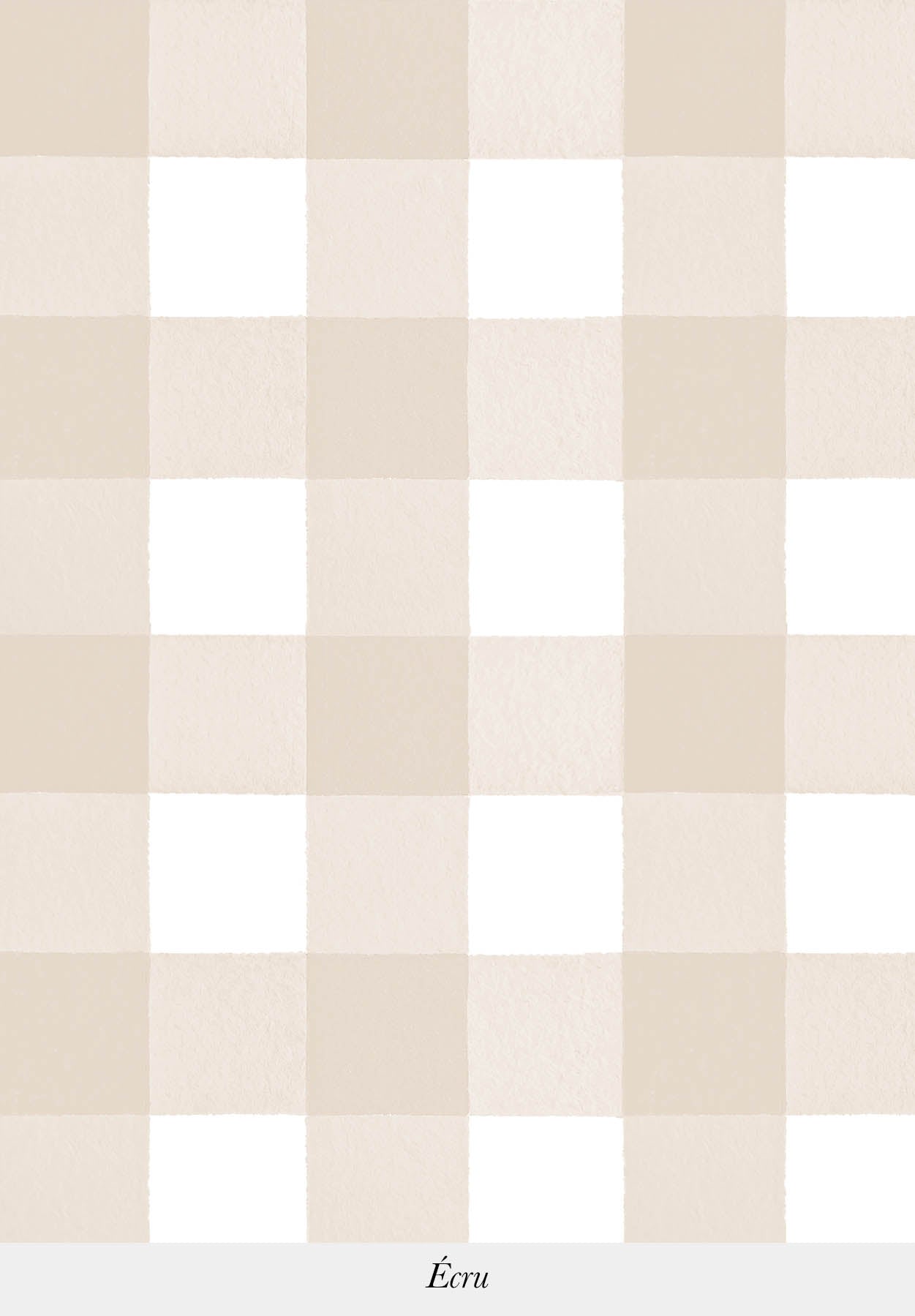 Gros plan sur le motif du papier peint Grand Vichy coloris Écru