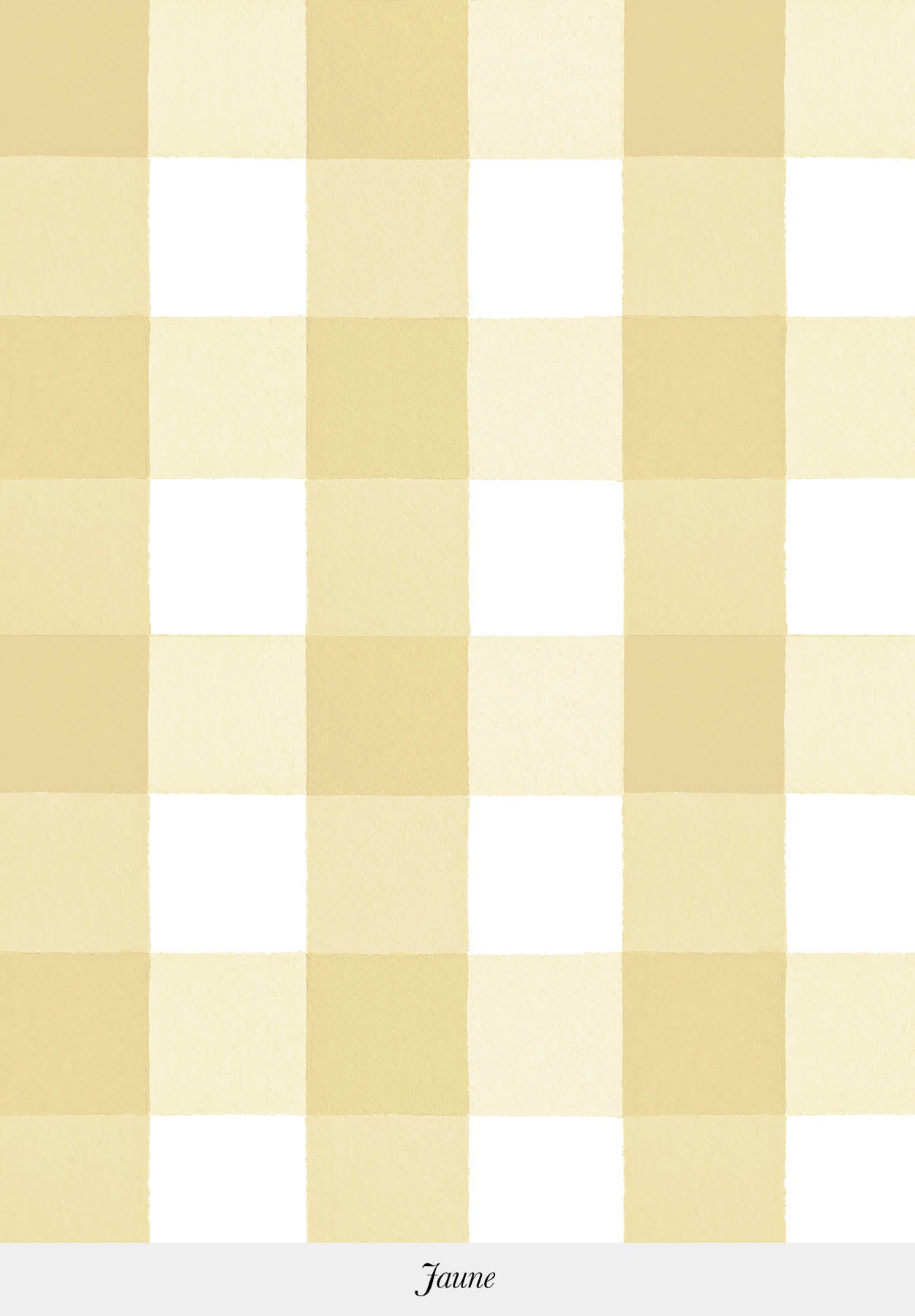 Gros plan sur le motif du papier peint Grand Vichy coloris Jaune