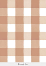 Gros plan sur le motif du papier peint Grand Vichy coloris Terracotta Doux