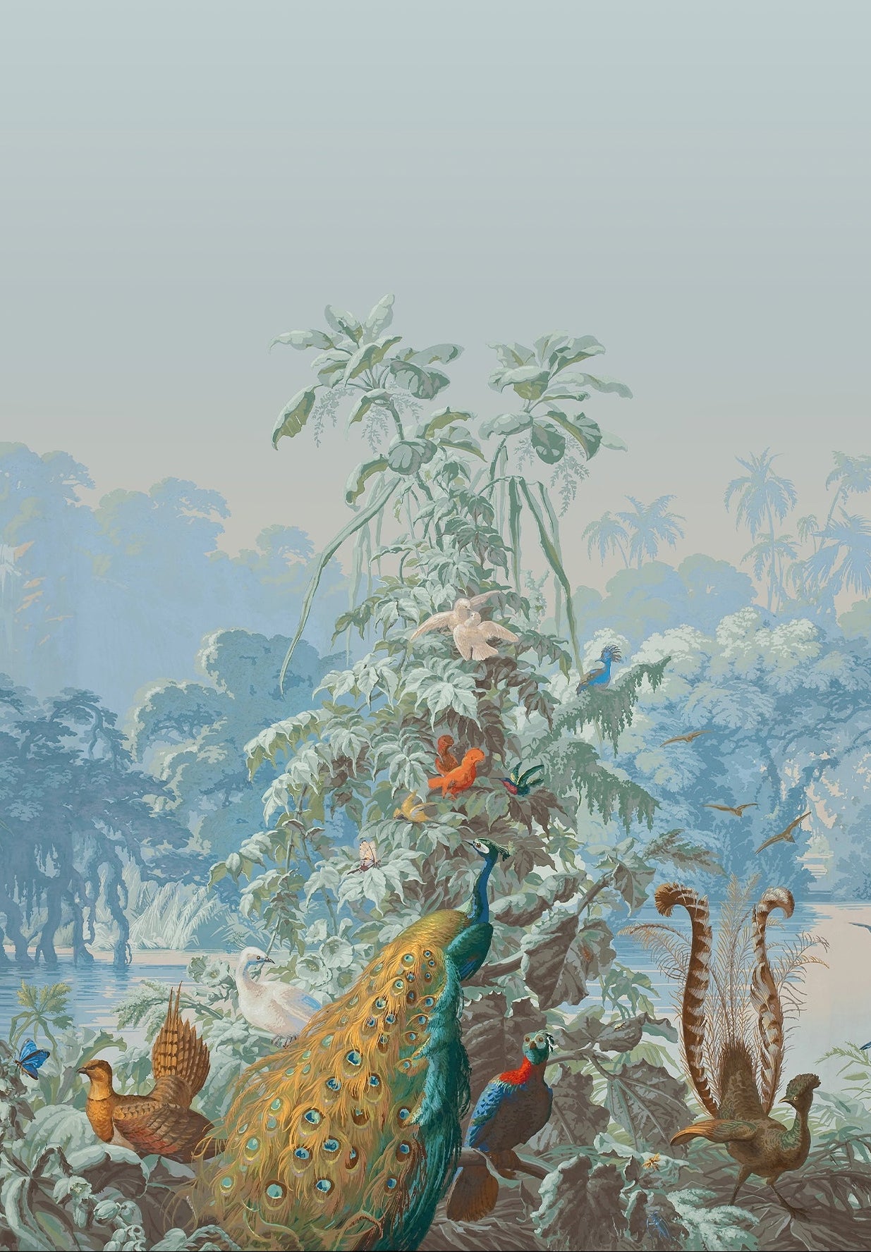 Papier peint panoramique Brésil bleu paon - Isidore Leroy