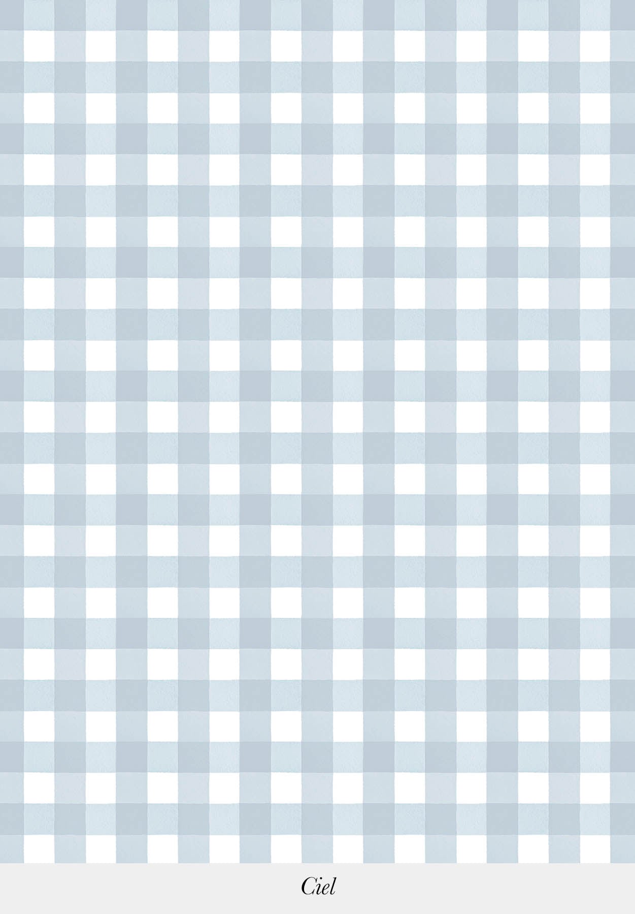 Gros plan sur le motif du papier peint Petit Vichy coloris Ciel