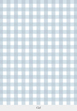 Gros plan sur le motif du papier peint Petit Vichy coloris Ciel