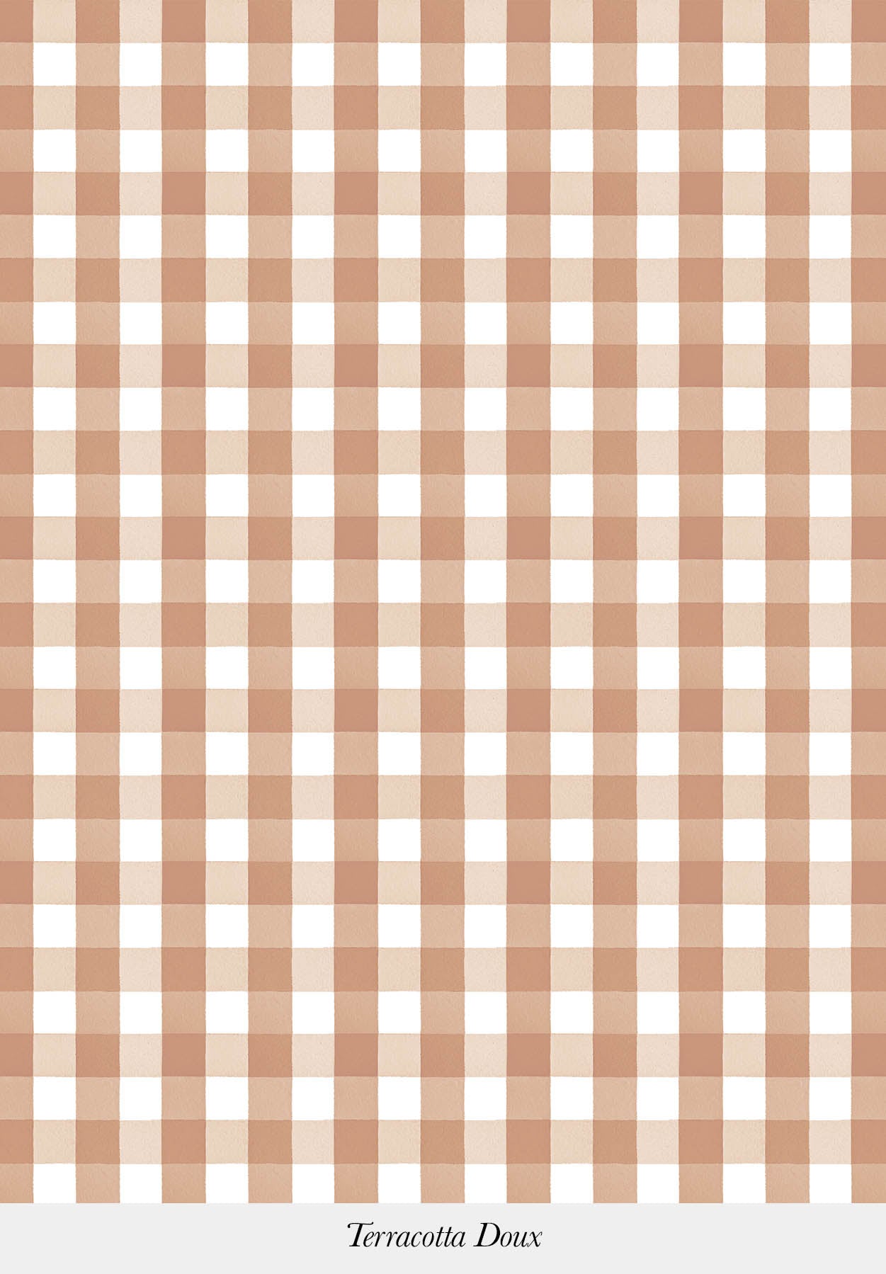 Gros plan sur le motif du papier peint Petit Vichy coloris Terracotta Doux