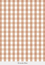 Gros plan sur le motif du papier peint Petit Vichy coloris Terracotta Doux