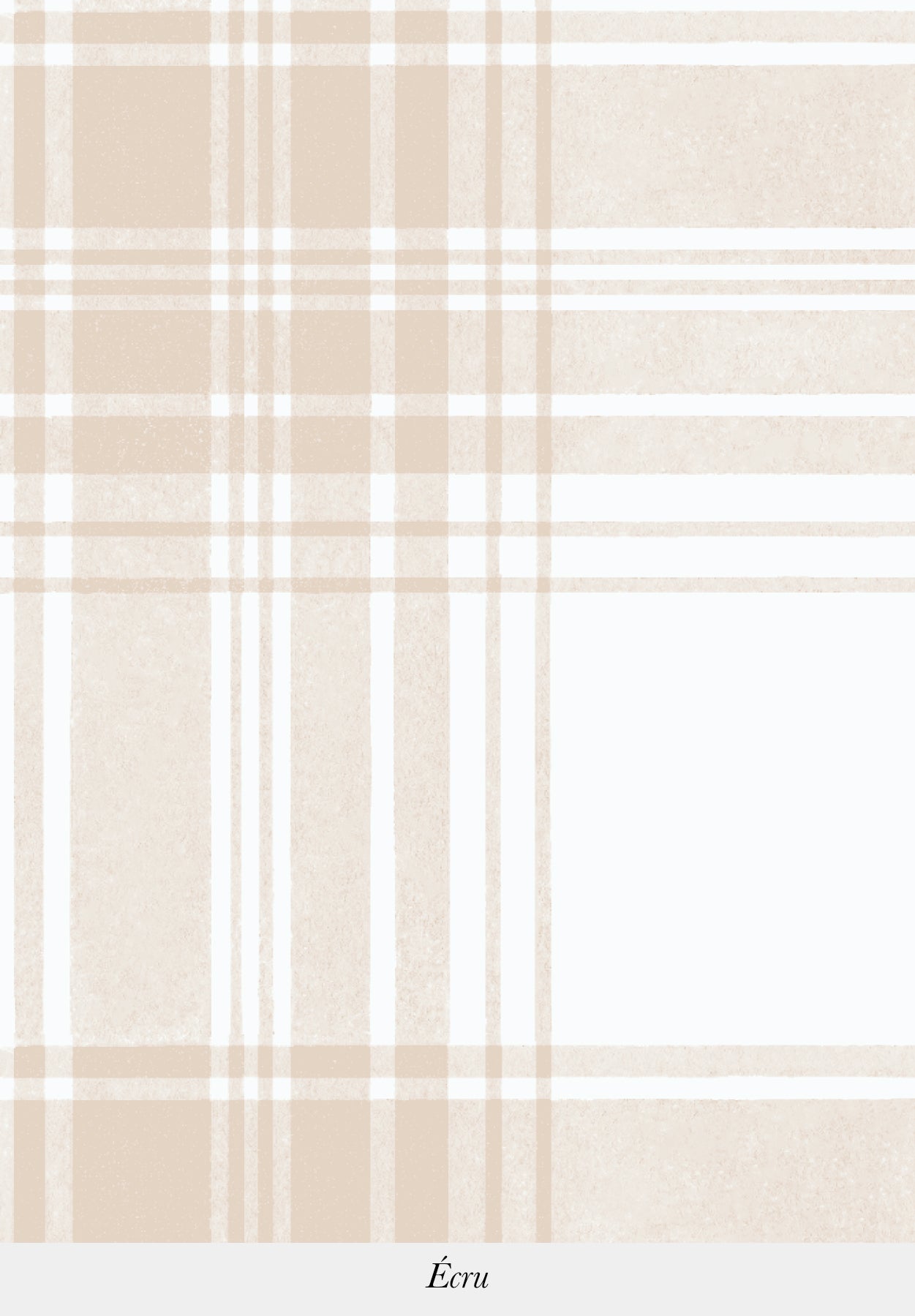Gros plan sur le motif du papier peint Tartan coloris Écru
