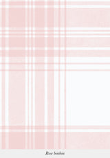 Gros plan sur le motif du papier peint Tartan coloris Rose Bonbon