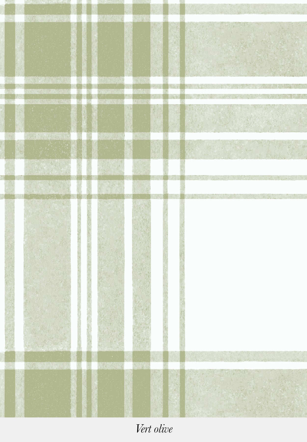 Gros plan sur le motif du papier peint Tartan coloris Vert Olive
