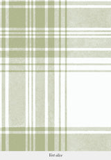 Gros plan sur le motif du papier peint Tartan coloris Vert Olive