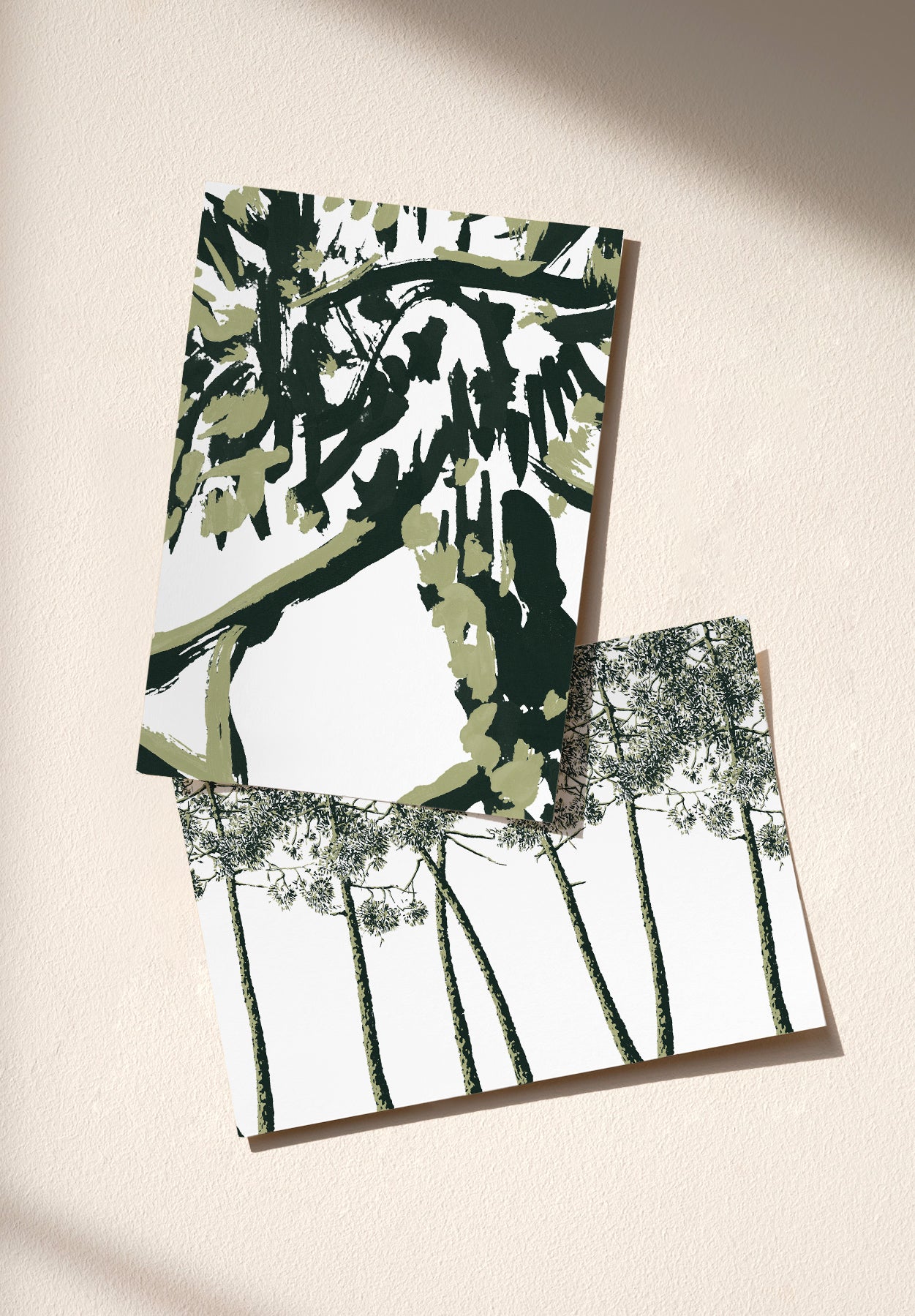 TRICHROMIE DE PINS échantillon - MOCKUP_PACK_DUO_A4_OMBRE_TRICHROMIE_DE_PINS_BLANC_VERT_JAUNE