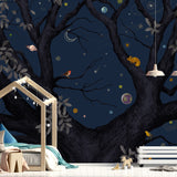 papier peint enfant magique feerique français chambre panoramique animaux foret arbre planète